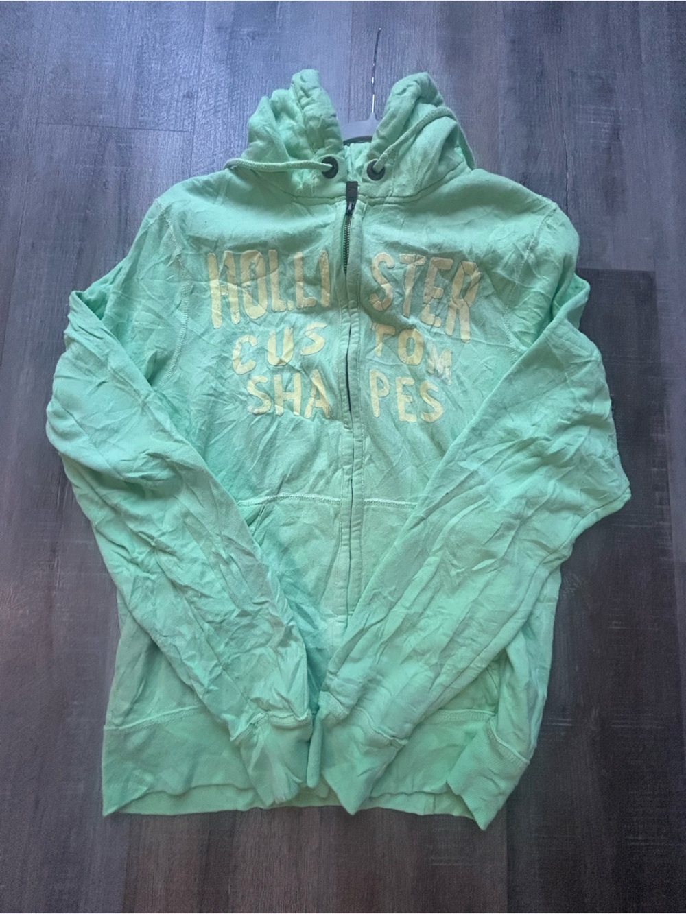Hollister Mint Green Hoodie with Gold Logo